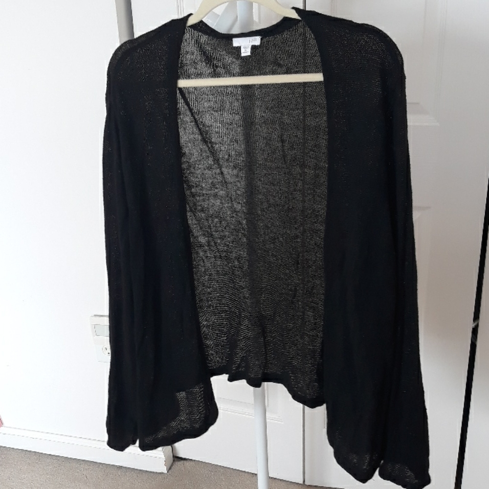 J.Jill 3x black loose weave cardigan